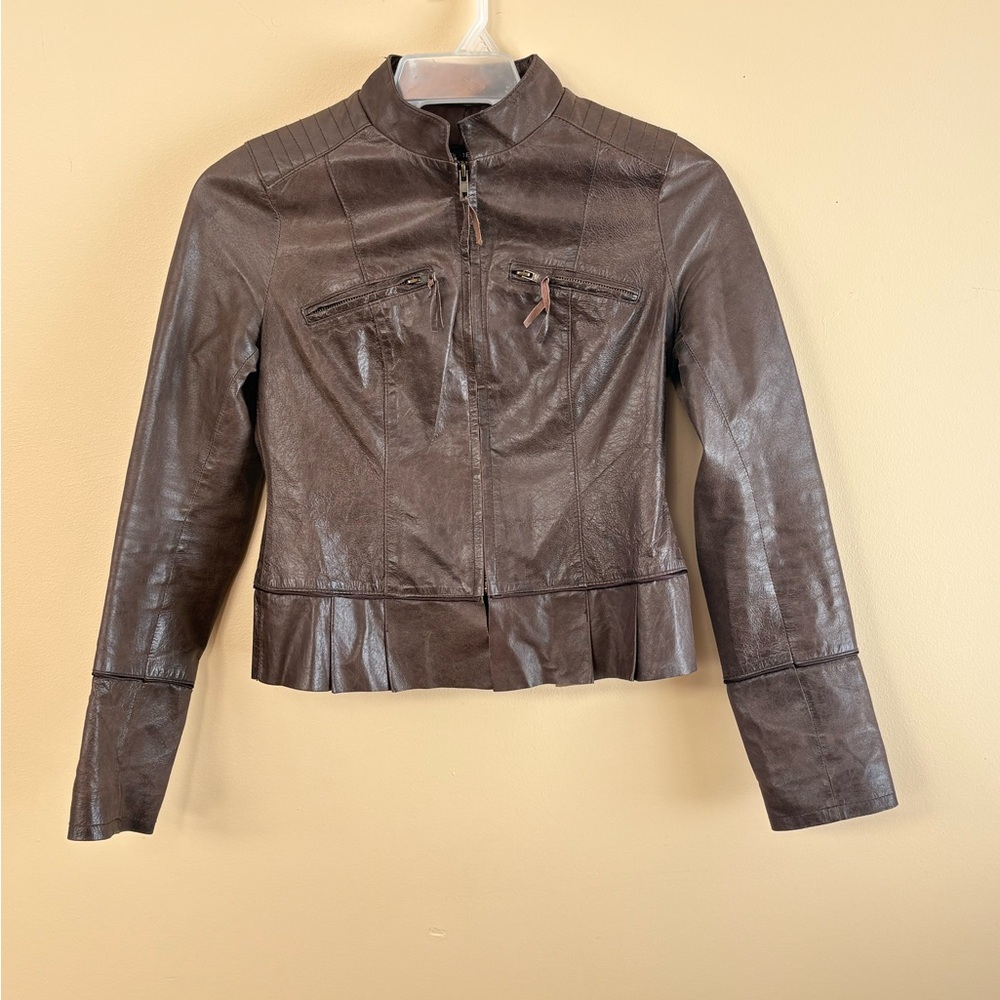Vintage y2k Arden B Brown Leather Moto Jacket